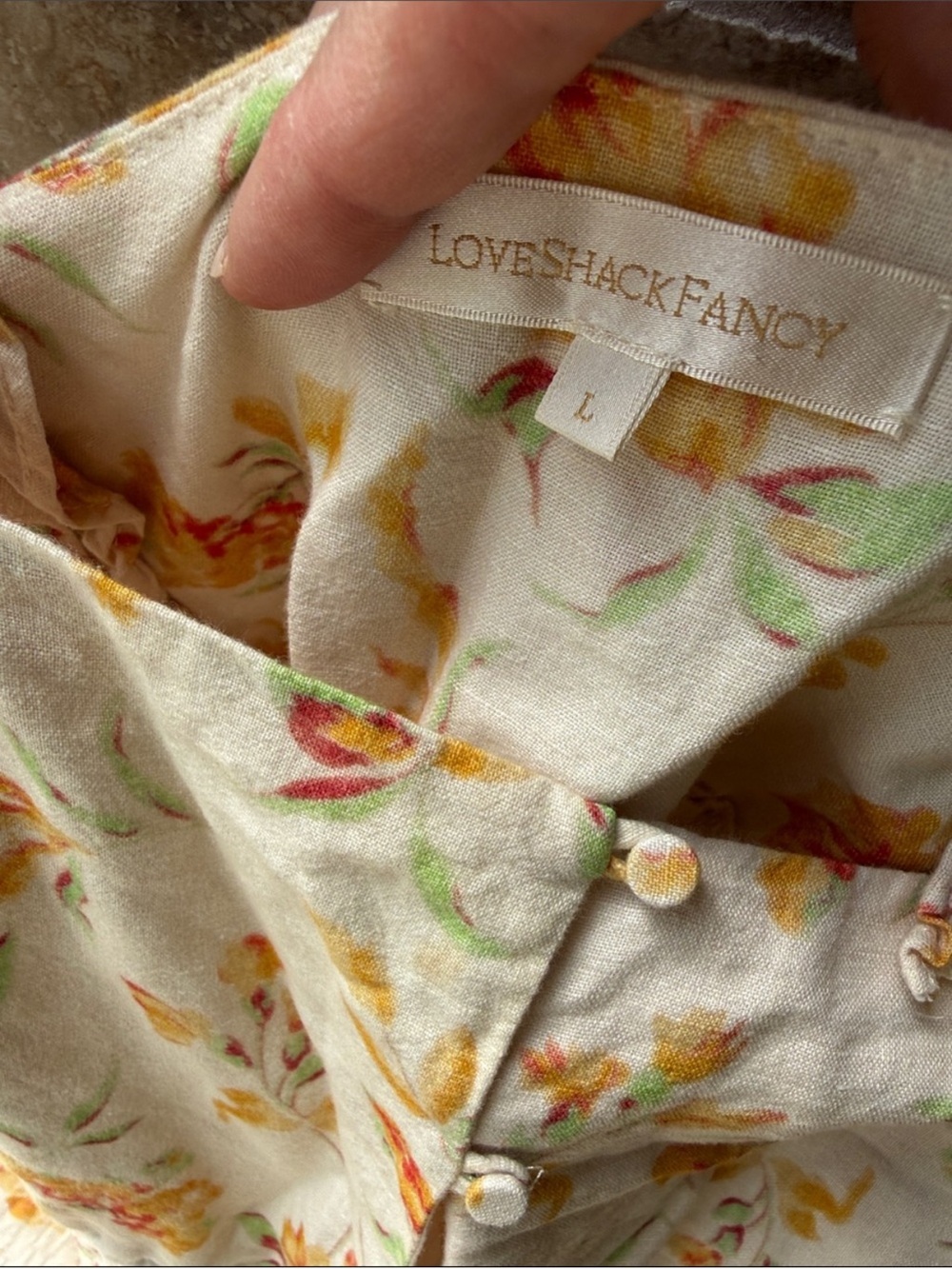 LoveShackFancy Dress Ann Midi Pockets Floral Sunshine Cotton Linen Lined Size L - Picture 9 of 16